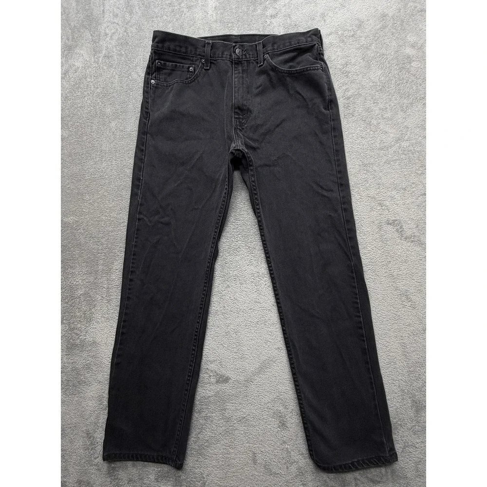 Levis 505 Jeans Mens Measured 35x31 Black Straight Leg 100% Cotton Denim‎ Casual